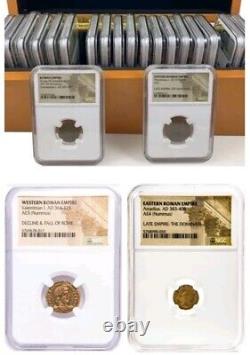 TEN Ancient Roman Bronze Emporer/Ruler Coins in NGC Certified Slabs
