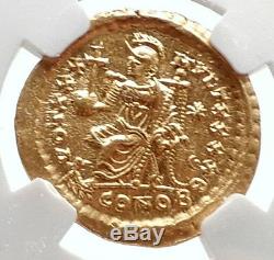 THEODOSIUS II Authentic Ancient 430AD GOLD Roman Solidus Coin NGC MS i75080