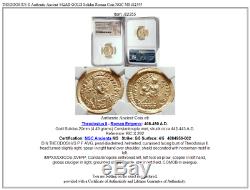 THEODOSIUS II Authentic Ancient 442AD GOLD Solidus Roman Coin NGC MS i82355