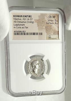 TIBERIUS 36AD Silver BIBLICAL Roman Coin Jesus Christ RENDER CAESAR NGC i76850