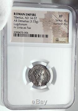 TIBERIUS 36AD Silver BIBLICAL Roman Coin Jesus Christ RENDER CAESAR NGC i81773