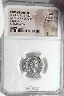 TIBERIUS 36AD Silver BIBLICAL Roman Coin Jesus Christ RENDER CAESAR NGC i82351