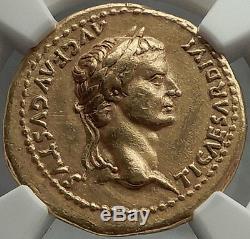 TIBERIUS Authentic Ancient 15AD GOLD Roman Aureus Coin LIVIA NGC Certified XF