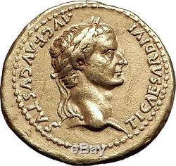 TIBERIUS Authentic Ancient 15AD GOLD Roman Aureus Coin LIVIA NGC Certified XF
