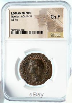 TIBERIUS Authentic Ancient 22AD JESUS CHRIST BIBLICAL TIME Roman Coin NGC i83577