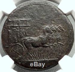 TIBERIUS Authentic Ancient 35AD Rome Sestertius Roman Coin w QUADRIGA NGC i67867