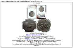 TIBERIUS Authentic Ancient 35AD Rome Sestertius Roman Coin w QUADRIGA NGC i67867
