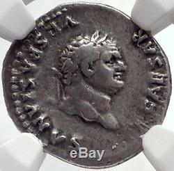 TITUS Authentic Ancient 77AD Rome Silver Roman Coin w SOW PIGLETS NGC i68925
