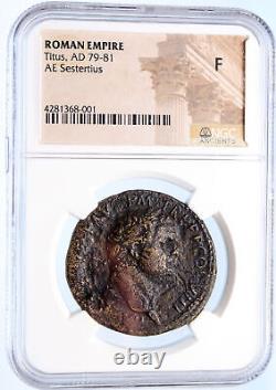 TITUS Genuine 80AD Rome Sestertius Spes Authentic Ancient Roman Coin NGC i66862