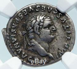 TITUS Silver Roman Coin Pompeii or Colosseum 80AD Rome DOLPHIN ANCHOR NGC i84993