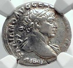 TRAJAN Authentic Ancient 110AD Silver Roman Coin DACIA CAPTA CAPTIVE NGC i81797
