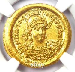 Theodosius II AV Solidus Gold Roman Coin 402-450 AD Certified NGC MS (UNC)