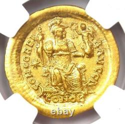 Theodosius II AV Solidus Gold Roman Empire Coin 402-450 AD NGC Choice XF (EF)