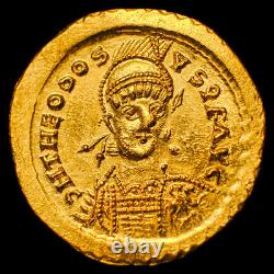 Theodosius II NGC MS GOLD ROMAN COINS AV SOLIDUS. Rv Constantinopolis std. A823