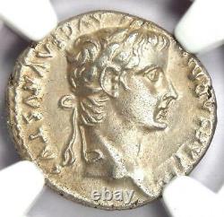Tiberius AR Denarius Silver Tribute Penny Roman Coin 14-37 AD Certified NGC AU
