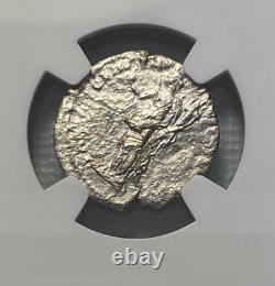 Trajan, AD 98-117 Roman Empire AR Denarius Coin NGC XF