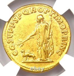 Trajan AV Aureus Gold Roman Coin 98-117 AD Certified NGC XF (EF) 5/5 Strike