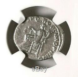 Trajan struck 107 AD. Superb Denarius Luster Ancient Roman Coin. NGC Fine Silver