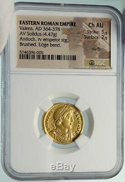 VALENS w Christian CHI-RHO Ancient 366AD Gold Roman Solidus Coin NGC i84774