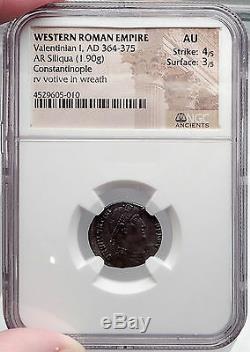 VALENTINIAN I 364AD Authentic Ancient SIlver Roman Siliqua Coin NGC Certified AU
