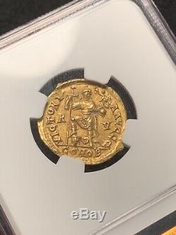 VALENTINIAN III, 425-455 Roman Empire Gold Solidus NGC Ch. AU 5/5, 4/5 Nice Coin