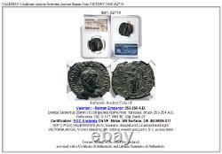 VALERIAN I Authentic Ancient Sestertius Ancient Roman Coin VICTORY NGC i82710