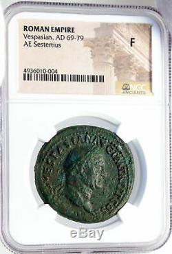 VESPASIAN Authentic Ancient 72AD Rome SESTERTIUS Roman Coin LIBERTAS NGC i82623