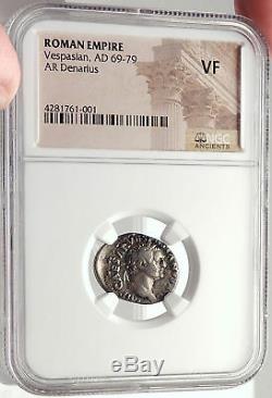 VESPASIAN Jewish War Victory JUDAEA CAPTA Silver Ancient Roman Coin NGC i69315