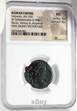 VETRANIO Ancient Roman Coin CONSTANTINE the Great CHRISTIAN VISION NGC i83545