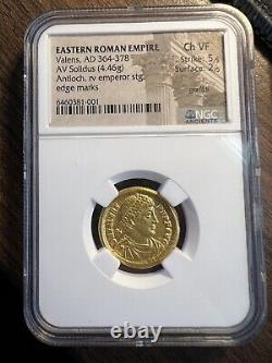 Valens AV Solidus Gold Roman Coin 364-378 AD Certified NGC Choice VF Graffiti