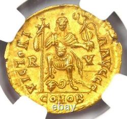 Valentinian III AV Solidus Gold Roman Coin 425-455 AD Certified NGC Choice AU