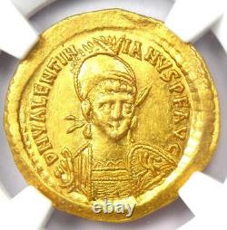 Valentinian III AV Solidus Gold Roman Coin 425 AD NGC Choice AU 5/5 Surfaces