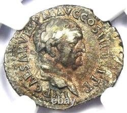 Vespasian AR Denarius Silver Roman Coin 69-79 AD. Certified NGC AU Fine Style