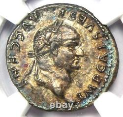 Vespasian AR Denarius Silver Roman Coin 69-79 AD. Certified NGC AU Rare