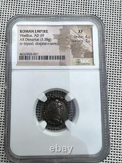 Vitellius AR Denarius Ancient Roman Coin 69 AD Certified NGC XF