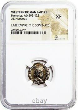 Western Roman Emperor Honorius Coin NGC Certified XF, With Story, Certificate