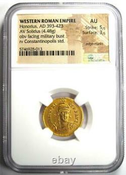 Western Roman Honorius AV Solidus Gold Coin 393-423 AD Certified NGC AU Rare