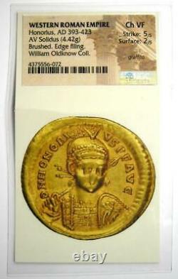 Western Roman Honorius AV Solidus Gold Coin 393-423 AD Certified NGC Choice VF
