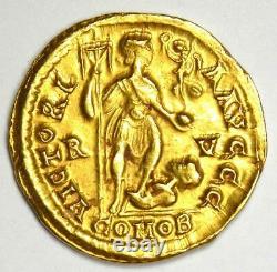 Western Roman Honorius AV Solidus Gold Coin 393-423 AD NGC AU (Certificate)