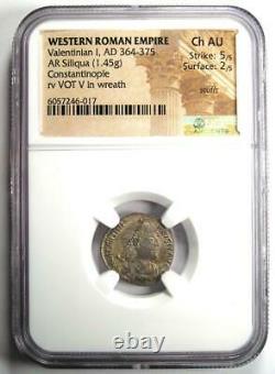 Western Roman Valentinian I AR Siliqua Coin 364-375 AD Certified NGC Choice AU
