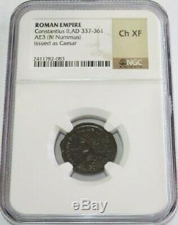 Year 337-361 Ad Roman Empire Ae3 (bi Nummus) Constantius II Coin Ngc Choice Xf