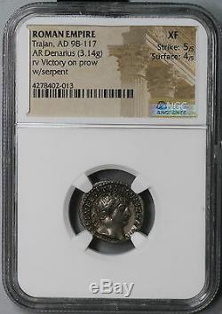 101 Trajan Ngc Xf Empire Romain Denier Victory Ship Coin 5/5 4/5 (18100204cz)