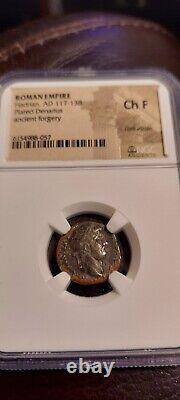 117 138 Ad Hadrian Roman Crescent Moon Star Coin Ngc Chf Ancient Forgery