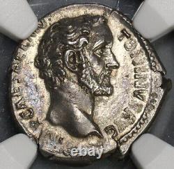138 NGC AU Antonin Pius Empire romain Denier Style Minerve (19060904C)   <br/> <br/>	(Note: NGC and AU are abbreviations and have not been translated)