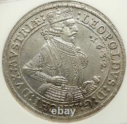 1632 Autriche Saint Empire Romain Archduke Leopold V Silver Taler Coin Ngc I85148