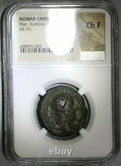 174 Ngc Ch Fine Marcus Aurèle Comme Tiber River God Roman Empire Coin (21082907c)