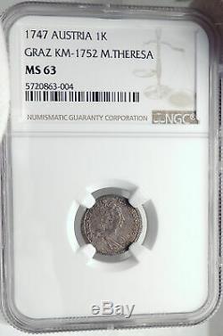 1747 Autriche Saint-empire Romain Maria Theresa Argent Autrichienne Pièce De Monnaie Ngc Ms I82376