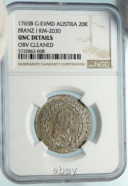 1765 Autriche Empereur Romain Franz Ier Argent 20 Kreuzer Autrichien Ngc Coin I83712