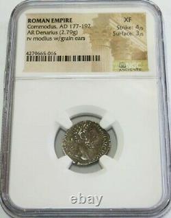 177-192 Ad Empire Romain Silver Denarius Emperor Commodus Coin Ngc Xf