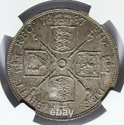 1887 Grande-bretagne 4 Shillings Double Florin Roman I Silver Coin Ngc Ms 63